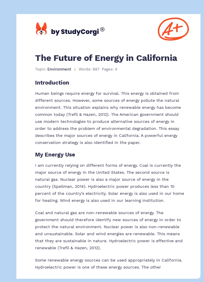 The Future of Energy in California. Page 1