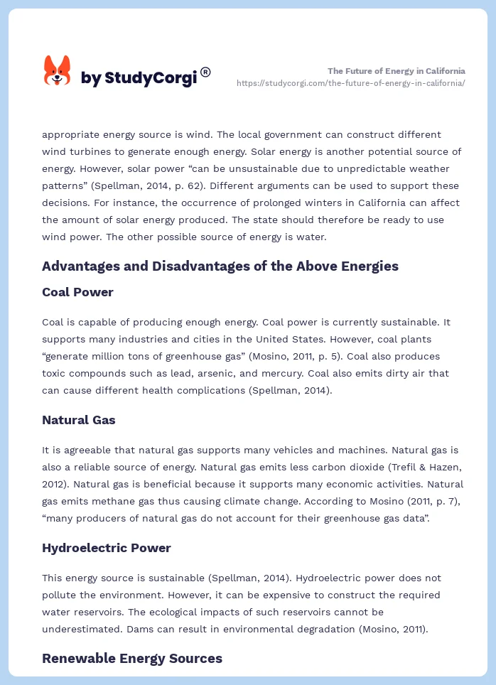 The Future of Energy in California. Page 2