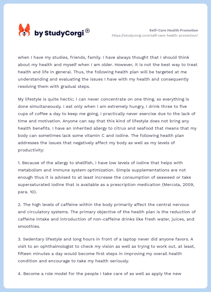 Self-Care Health Promotion. Page 2