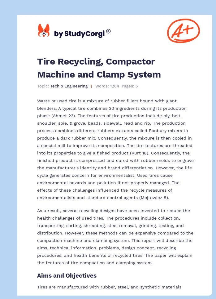 Tire Recycling, Compactor Machine and Clamp System. Page 1