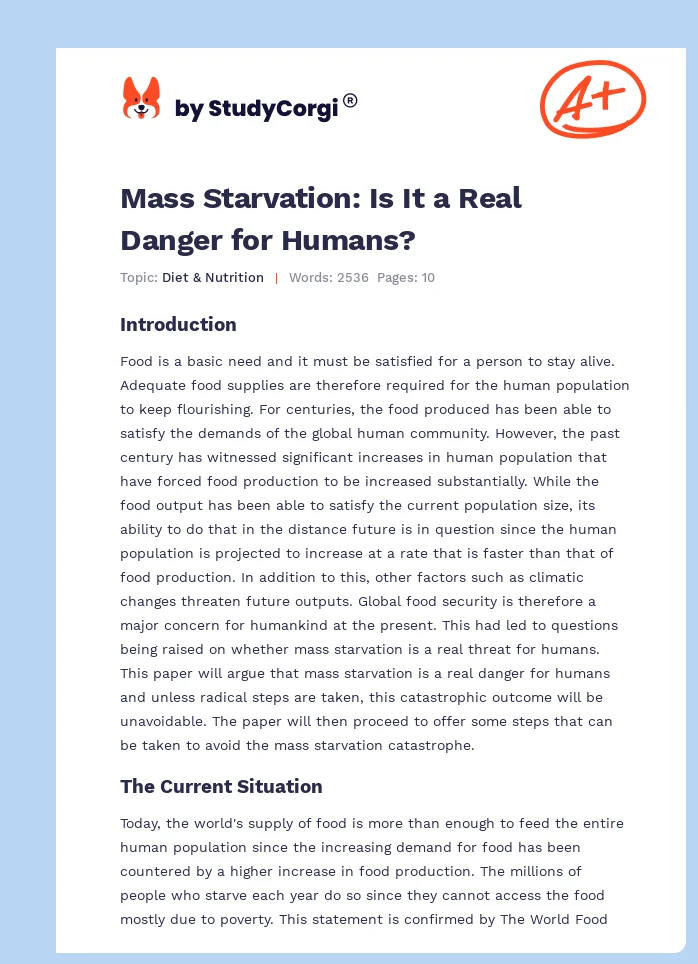 Mass Starvation: Is It a Real Danger for Humans?. Page 1