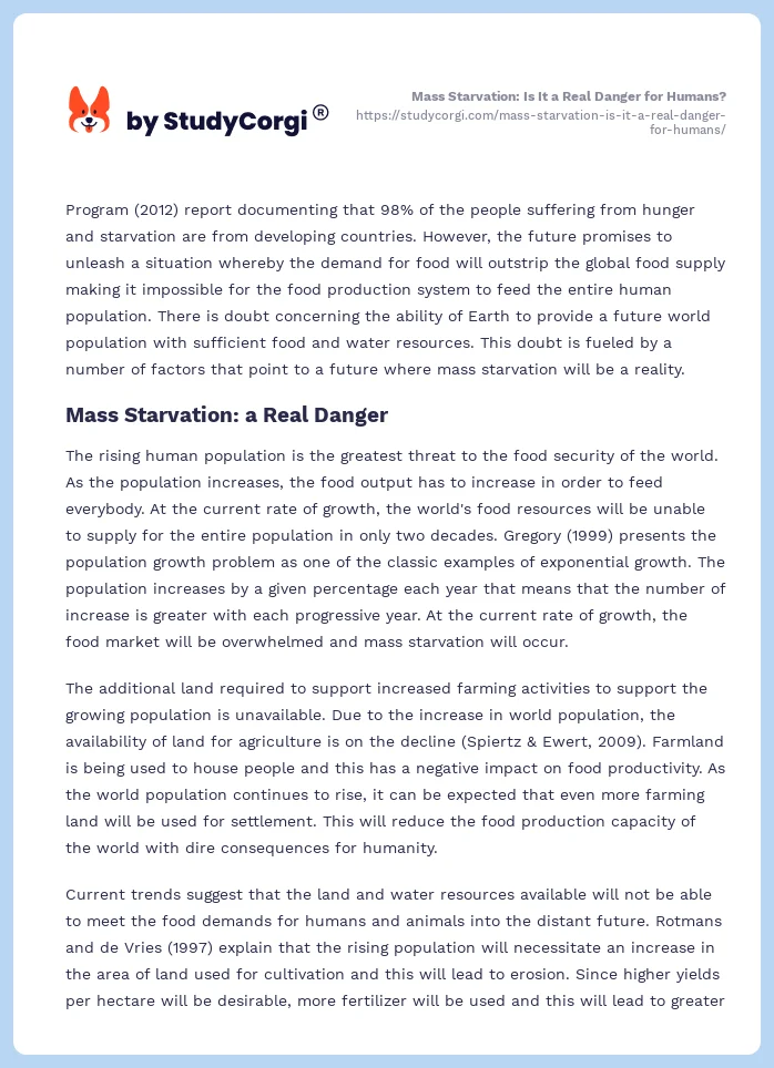 Mass Starvation: Is It a Real Danger for Humans?. Page 2