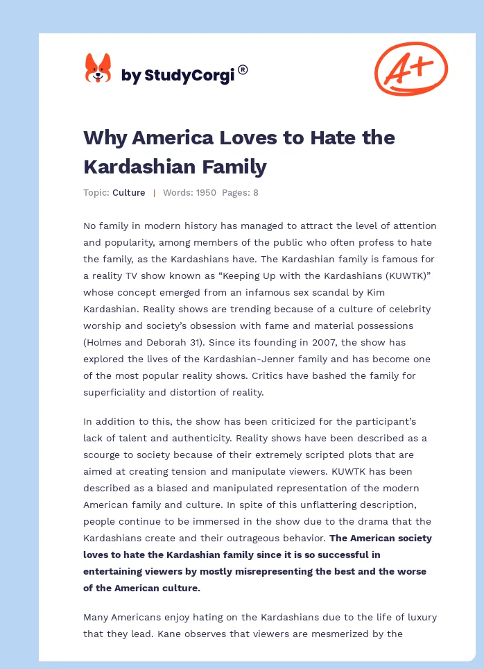 Why America Loves to Hate the Kardashian Family. Page 1