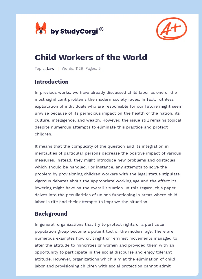 Child Workers of the World. Page 1
