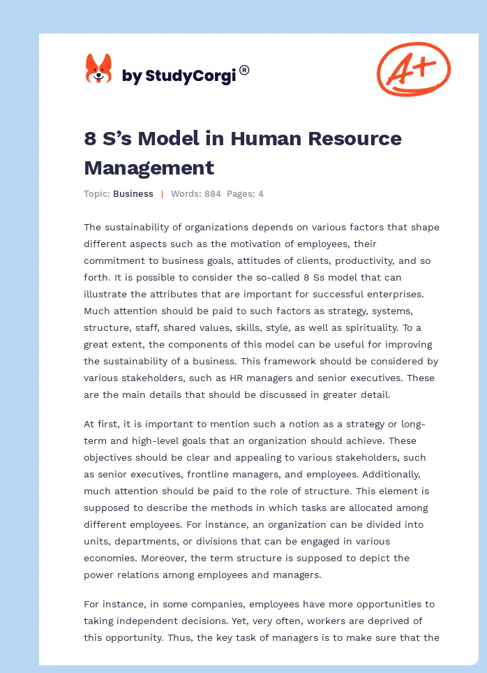 8 S’s Model in Human Resource Management. Page 1