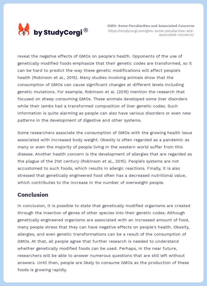 GMO: Some Peculiarities and Associated Concerns. Page 2