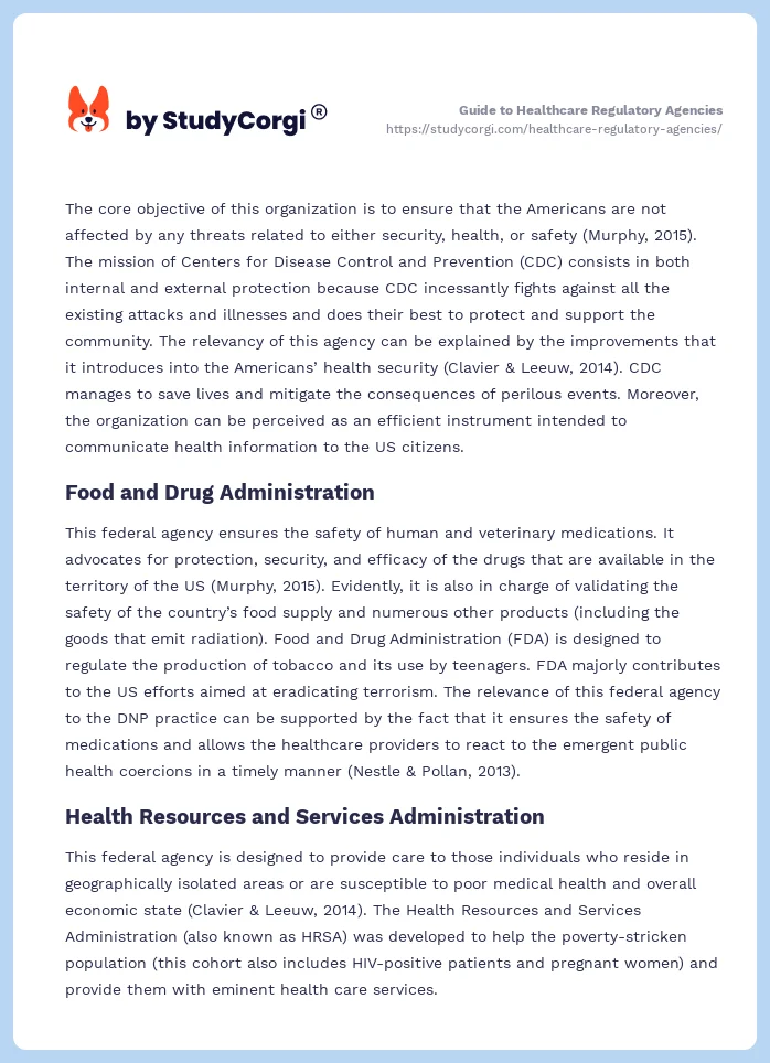 Guide to Healthcare Regulatory Agencies. Page 2