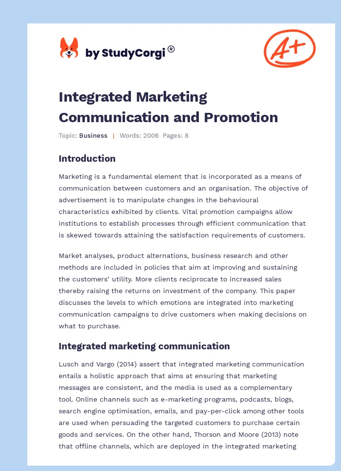 Integrated Marketing Communication and Promotion. Page 1