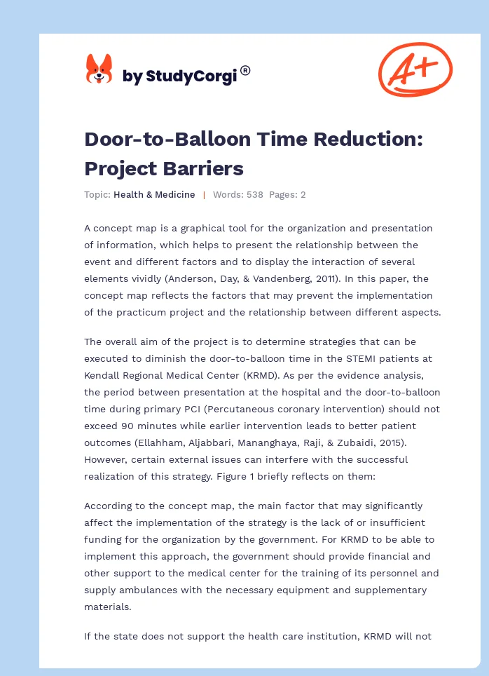 Door-to-Balloon Time Reduction: Project Barriers. Page 1