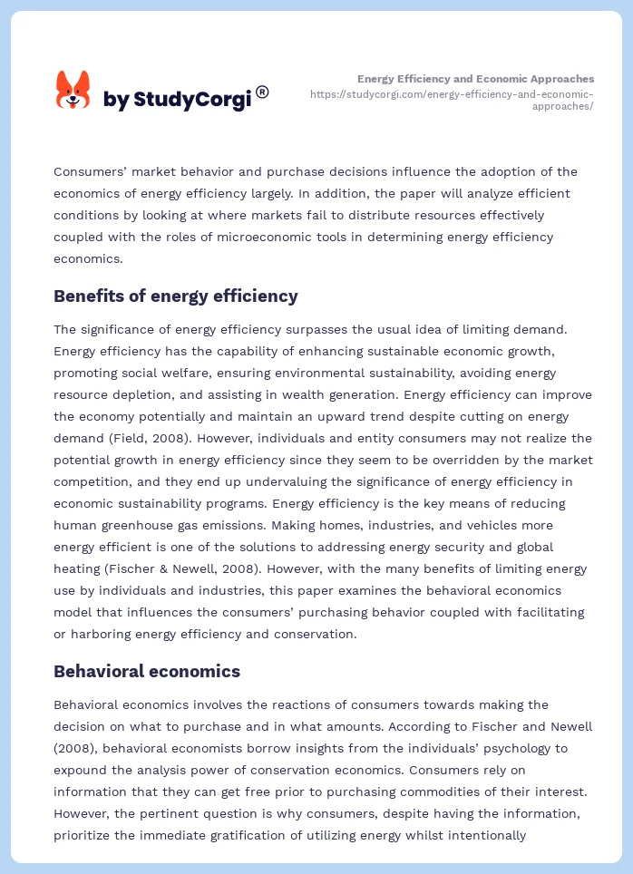 Energy Efficiency and Economic Approaches. Page 2