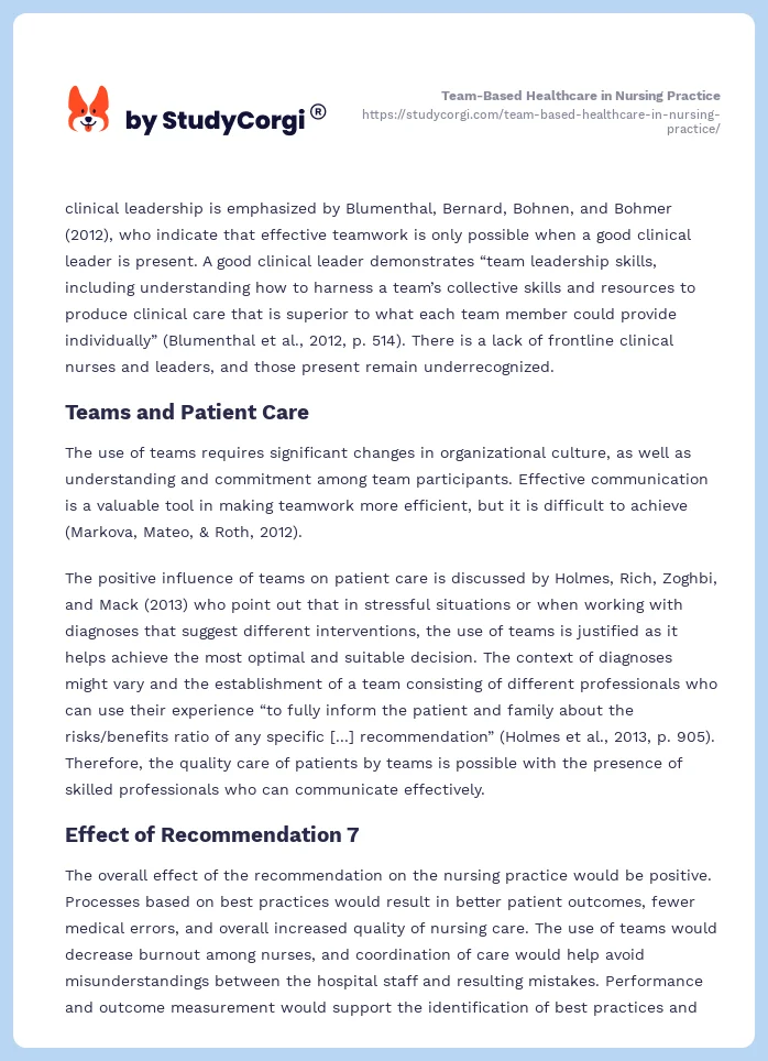 Team-Based Healthcare in Nursing Practice. Page 2