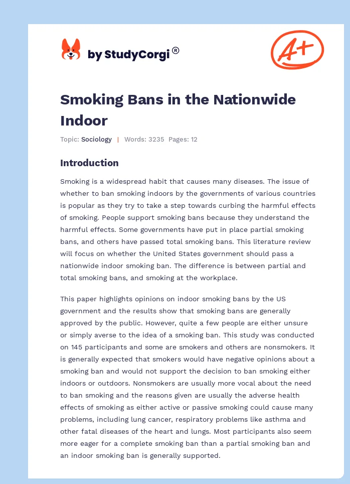 Smoking Bans in the Nationwide Indoor. Page 1