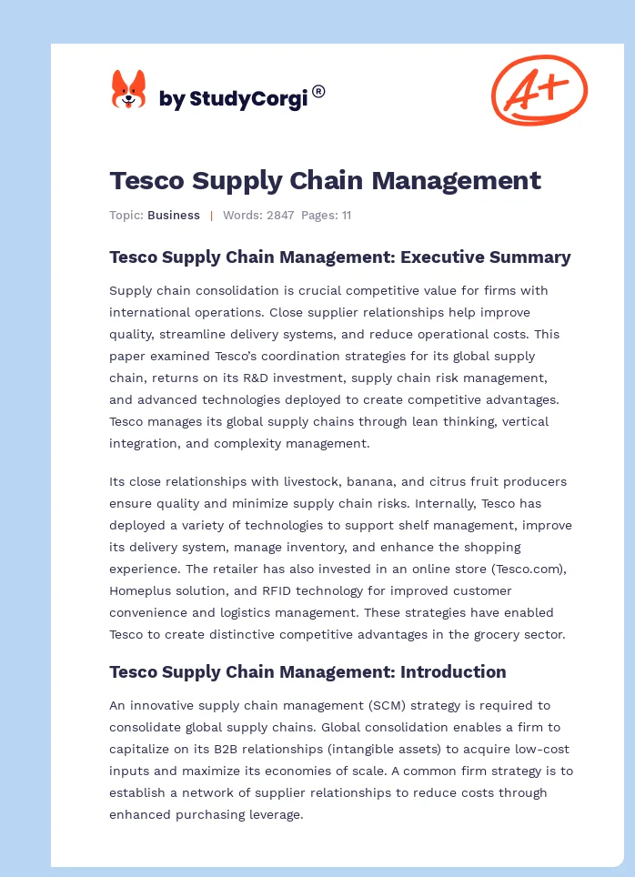 Tesco Supply Chain Management. Page 1