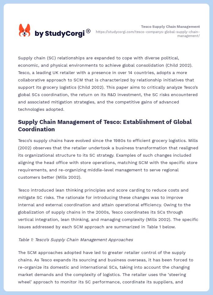 Tesco Supply Chain Management. Page 2