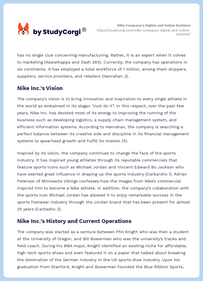 Nike Company's Digital and Online Systems. Page 2