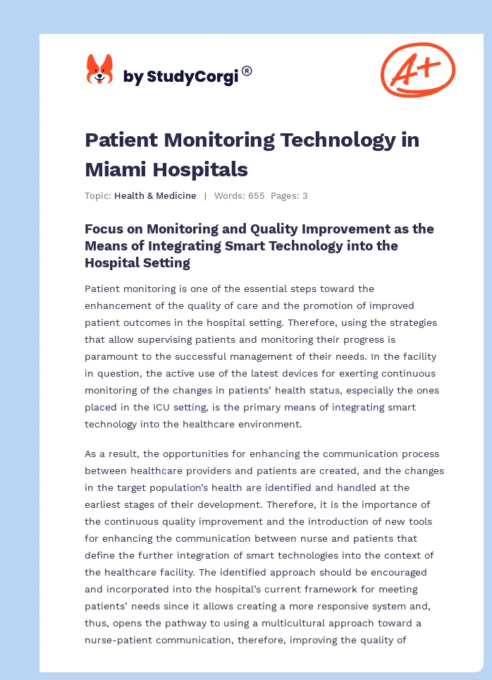 Patient Monitoring Technology in Miami Hospitals. Page 1