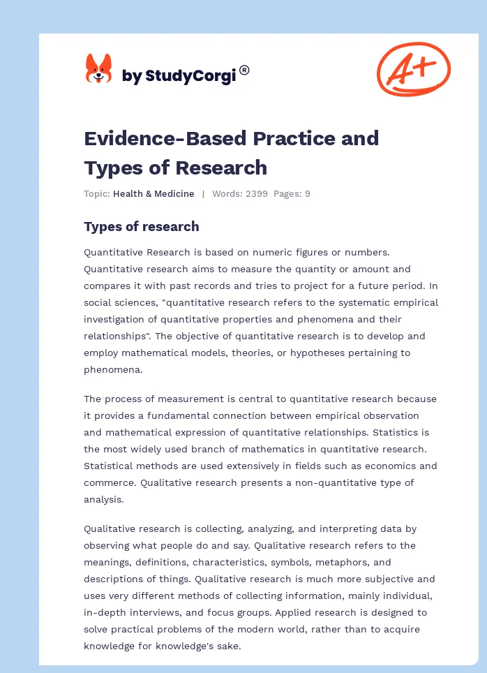 Evidence-Based Practice and Types of Research. Page 1