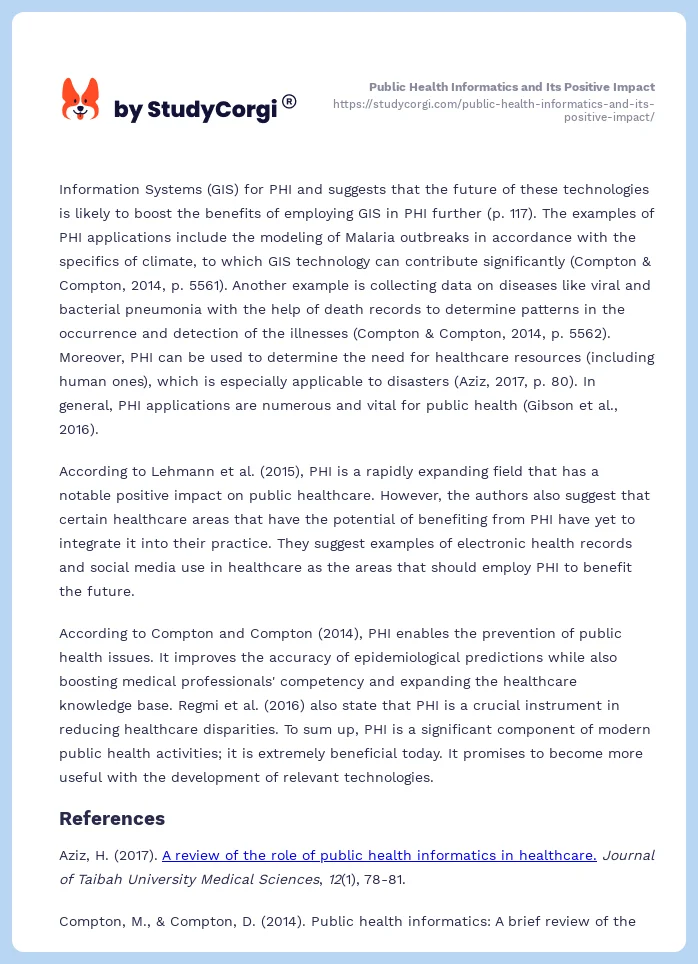 Public Health Informatics and Its Positive Impact. Page 2