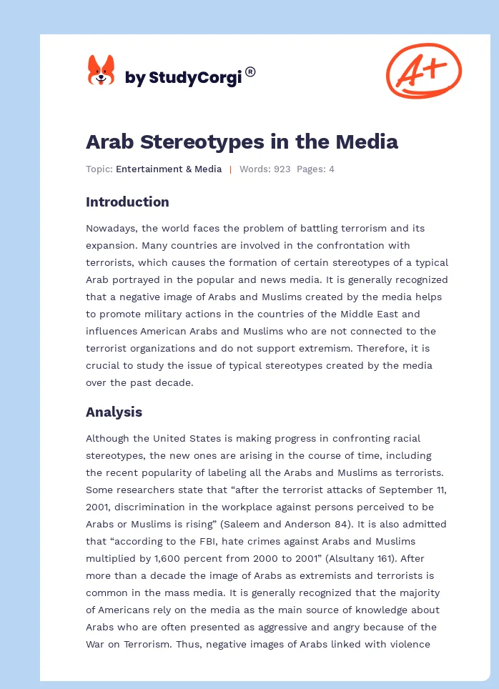 Arab Stereotypes in the Media. Page 1
