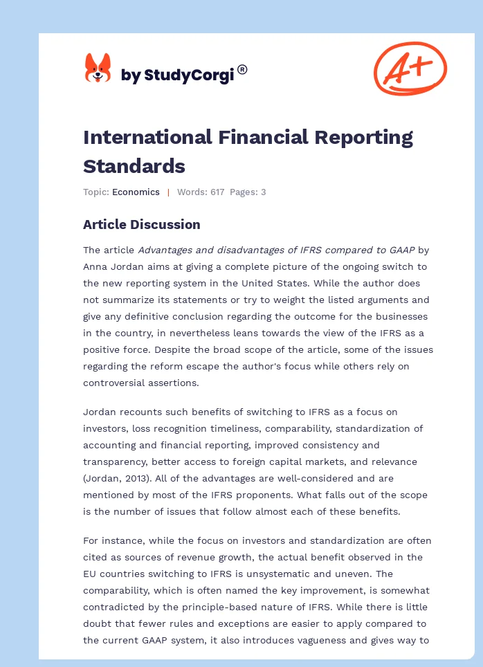 International Financial Reporting Standards. Page 1