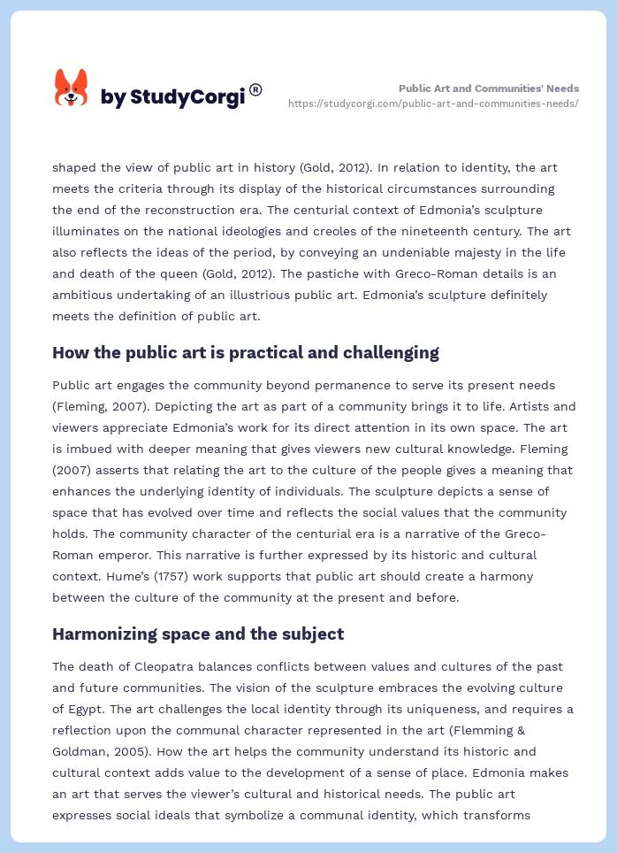Public Art and Communities' Needs. Page 2