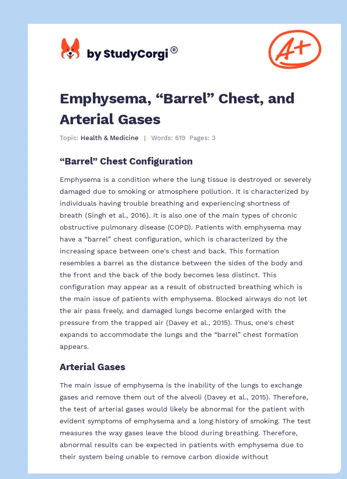 Emphysema, “Barrel” Chest, and Arterial Gases. Page 1