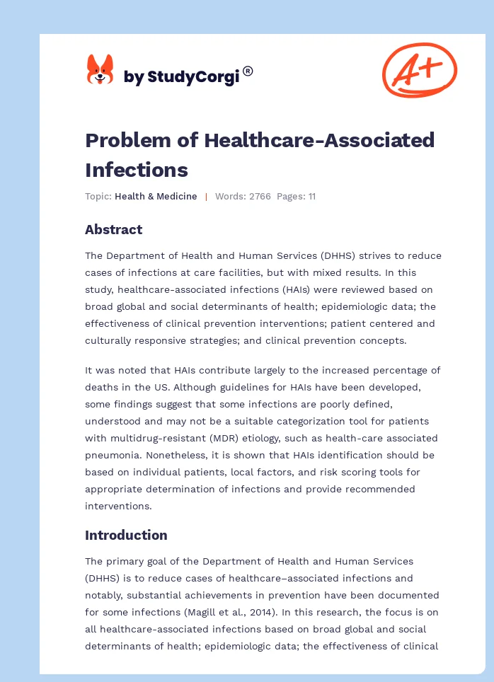 Problem of Healthcare-Associated Infections. Page 1