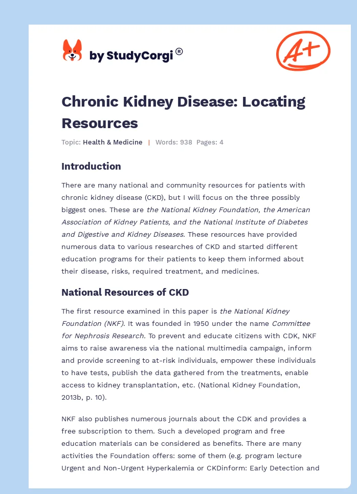Chronic Kidney Disease: Locating Resources. Page 1