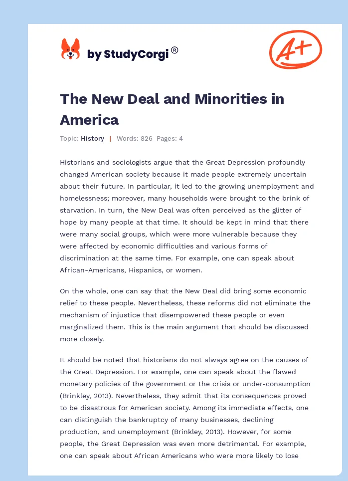 The New Deal and Minorities in America. Page 1