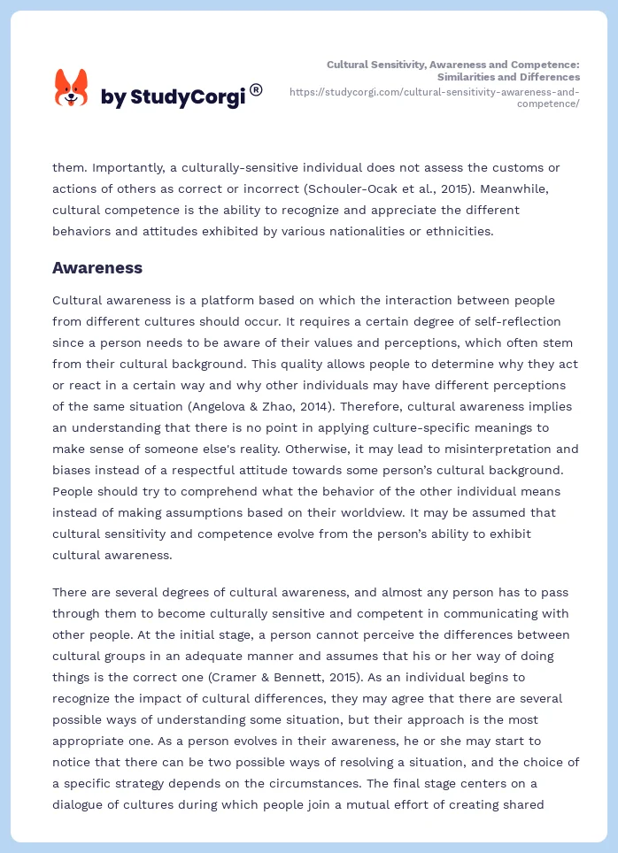 Cultural Sensitivity, Awareness and Competence: Similarities and Differences. Page 2
