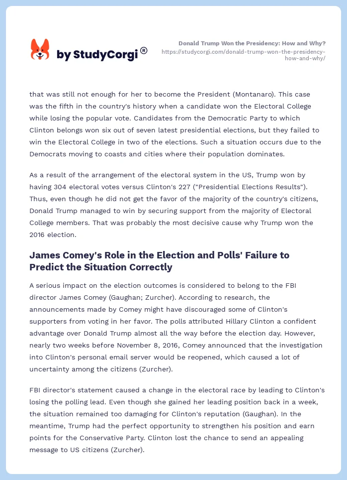 Donald Trump Won the Presidency: How and Why?. Page 2