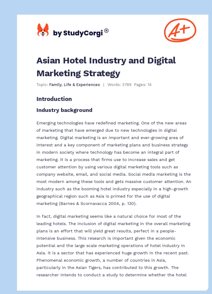 Asian Hotel Industry and Digital Marketing Strategy. Page 1
