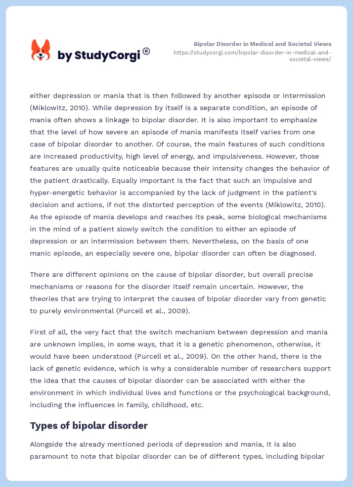 Bipolar Disorder in Medical and Societal Views. Page 2
