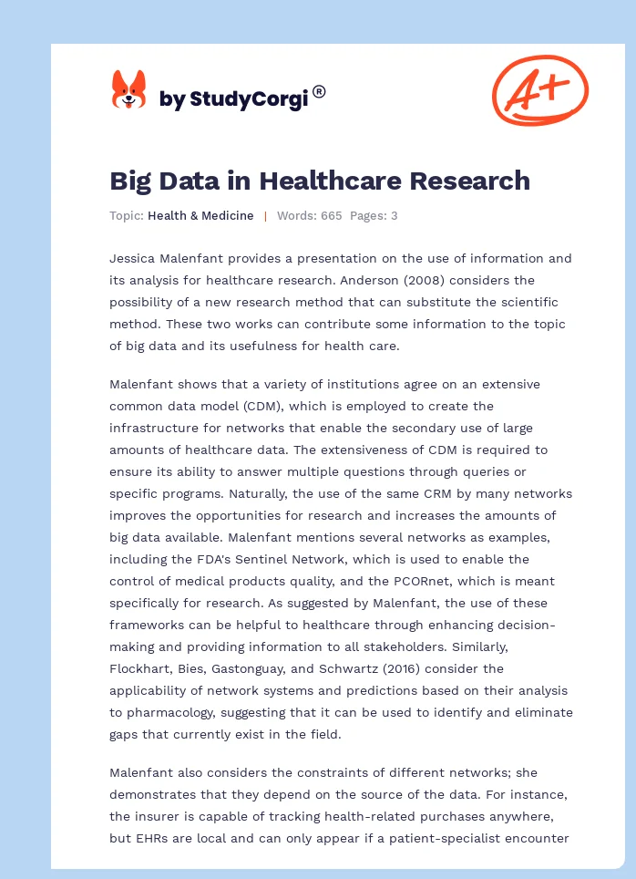 Big Data in Healthcare Research. Page 1