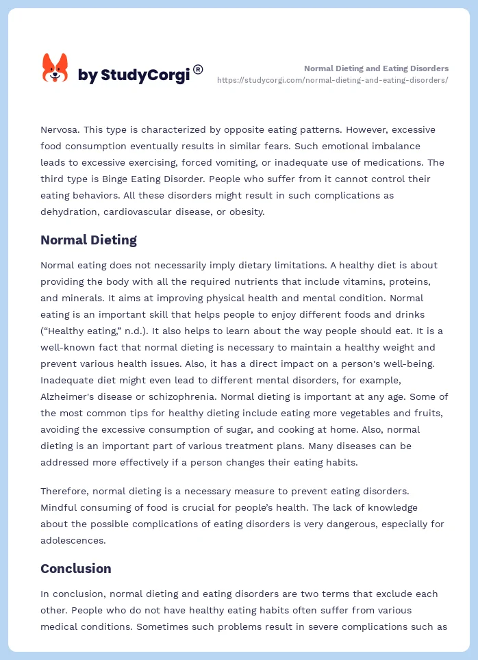 Normal Dieting and Eating Disorders. Page 2