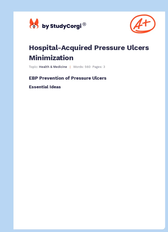 Hospital-Acquired Pressure Ulcers Minimization. Page 1