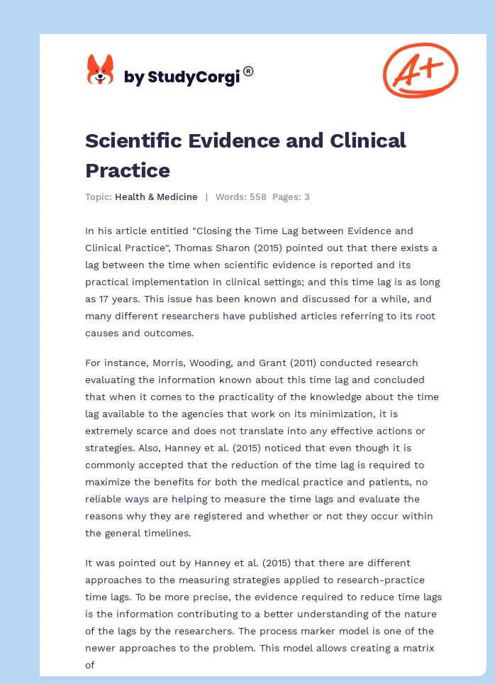 Scientific Evidence and Clinical Practice. Page 1