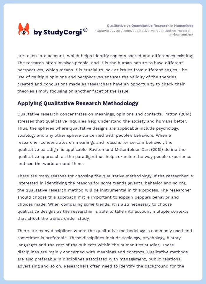 Qualitative vs Quantitative Research in Humanities. Page 2