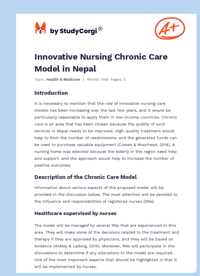Innovative Nursing Chronic Care Model in Nepal. Page 1