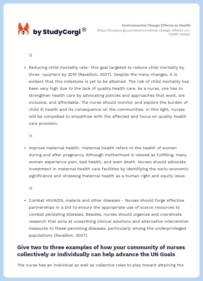 Environmental Change Effects on Health. Page 2