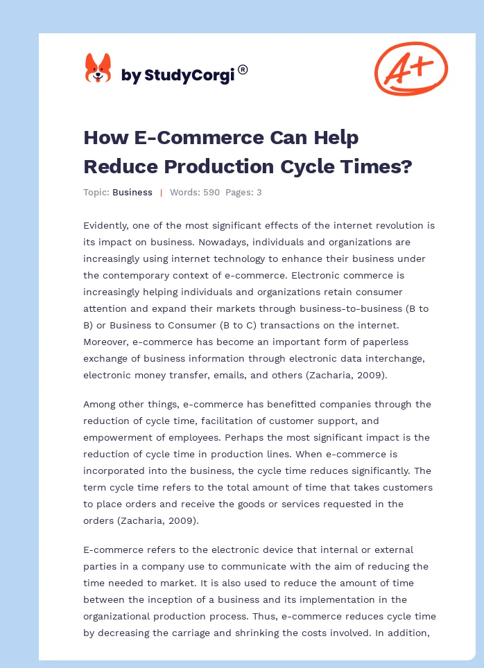 How E-Commerce Can Help Reduce Production Cycle Times?. Page 1