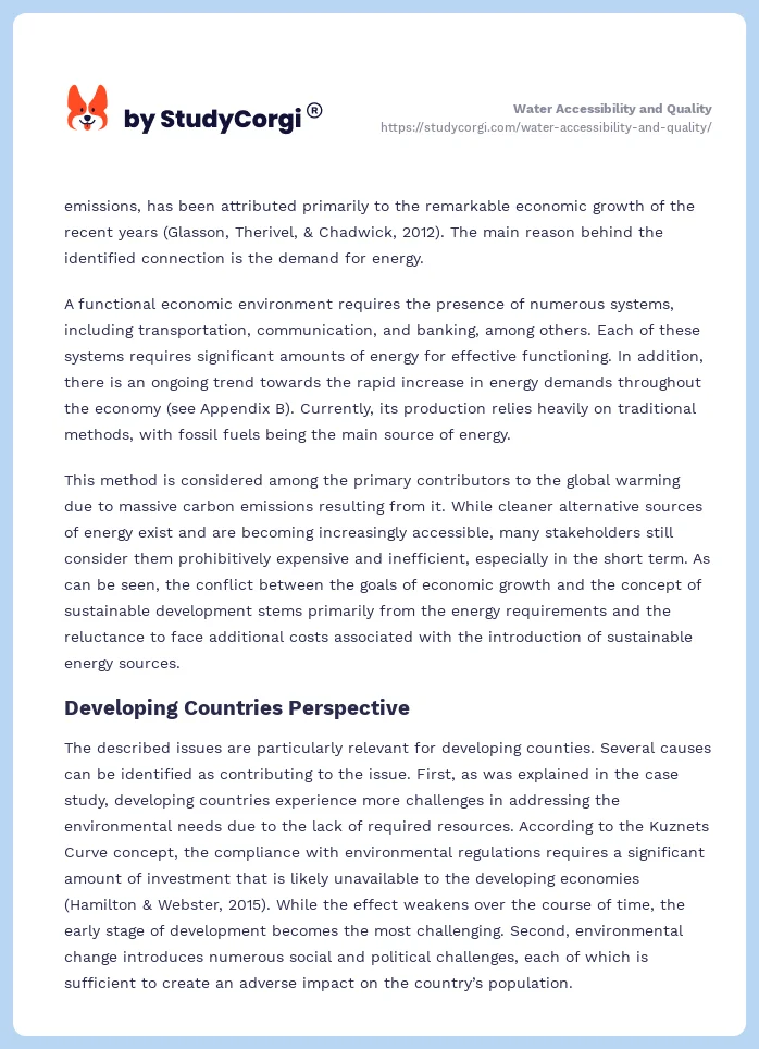 Water Accessibility and Quality. Page 2