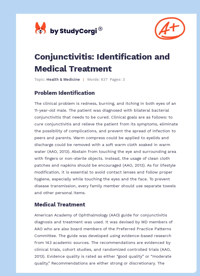 Conjunctivitis: Identification and Medical Treatment. Page 1