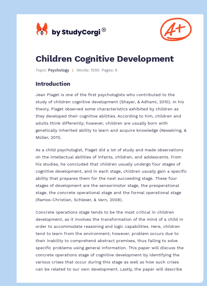 Children Cognitive Development. Page 1