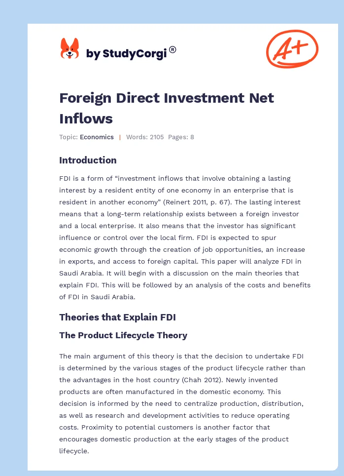 Foreign Direct Investment Net Inflows. Page 1