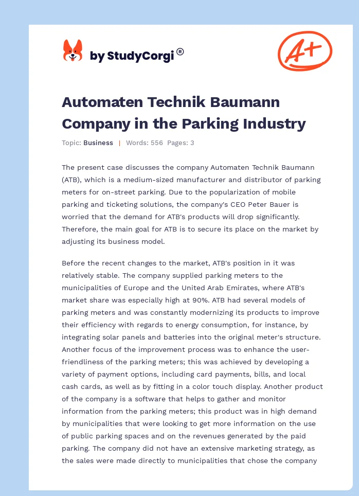 Automaten Technik Baumann Company in the Parking Industry. Page 1
