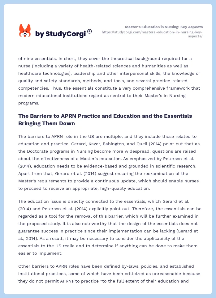 Master's Education in Nursing: Key Aspects. Page 2