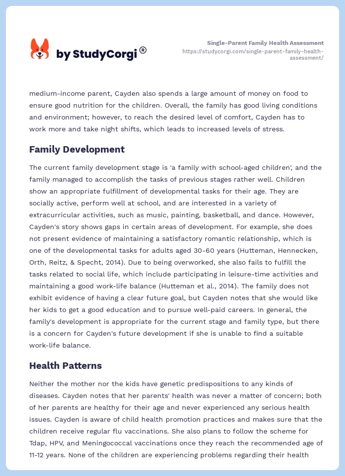 Single-Parent Family Health Assessment. Page 2