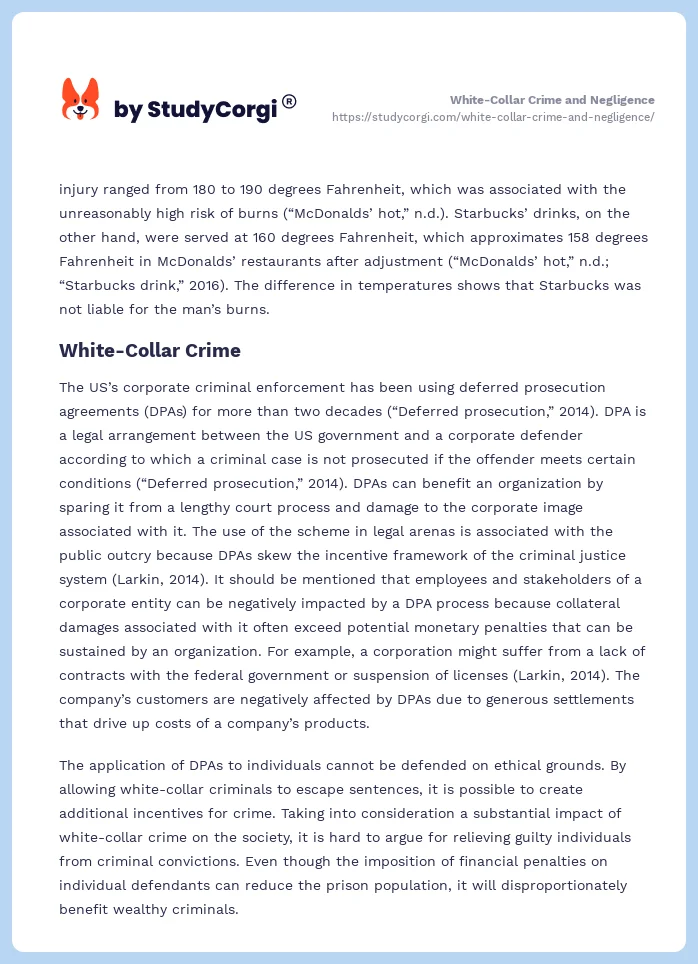 White-Collar Crime and Negligence. Page 2
