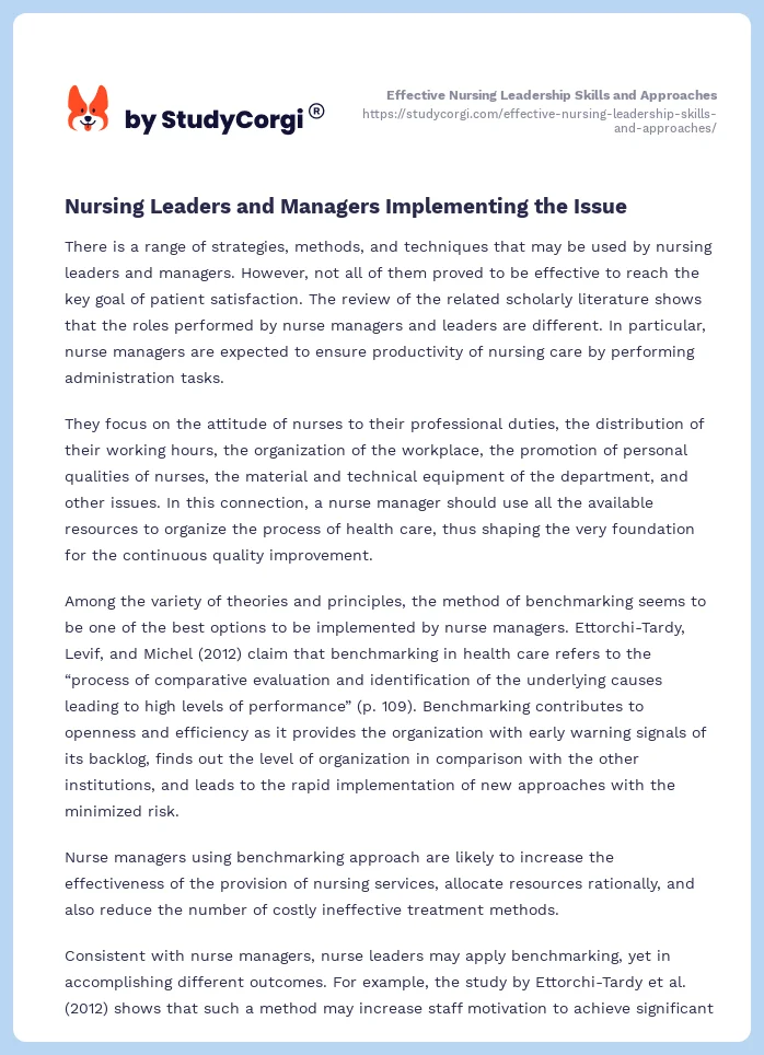 Effective Nursing Leadership Skills and Approaches. Page 2
